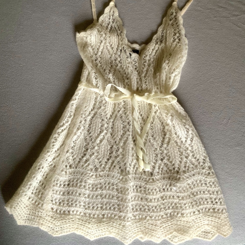 crochet tie tank top, festival, knit,  Mohair